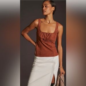 NWT Pilcro Anthropologie Faux Suede Corset Tank Size S